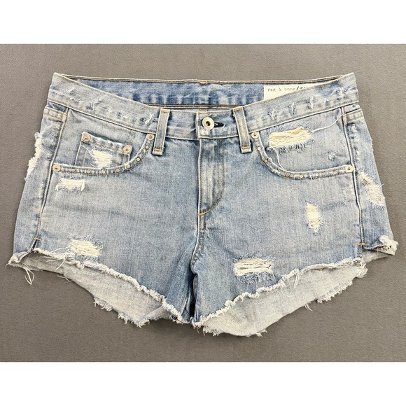rag & bone Pants - Rag & Bone Avenida Studded Denim Boyfriend Shorts Festival Cutoff Boho Distress